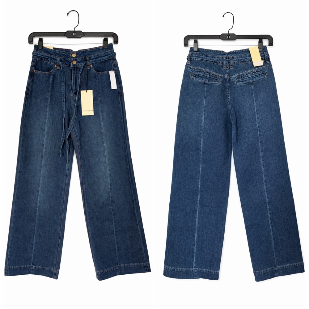 NEW SCOTCH & SODA High waisted Wide Leg COTTON Dark Blue Jeans 31” size 4,12 - Picture 3 of 16